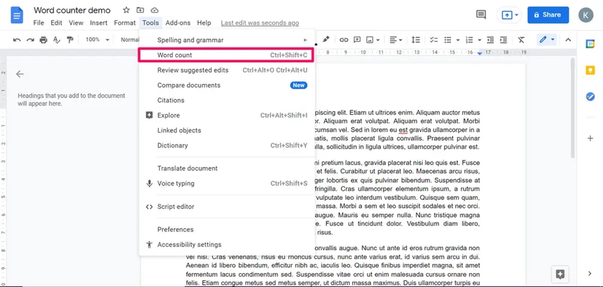 How To Check Word Count On Google Docs