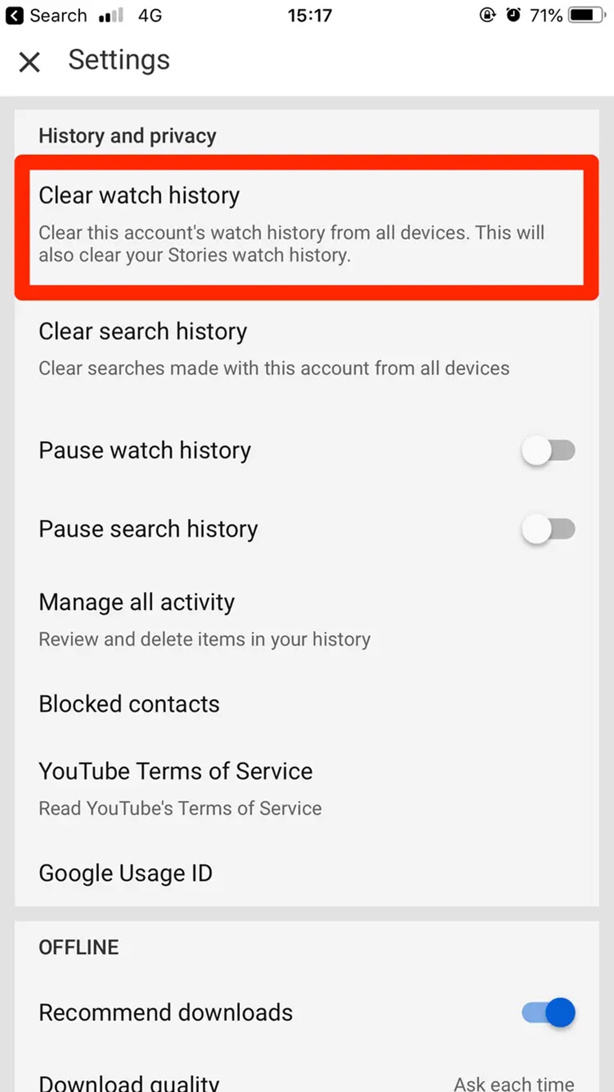 How To Clear YouTube Search History