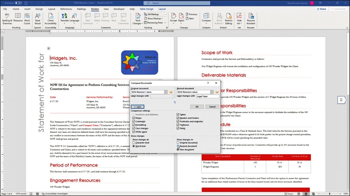 How To Compare Word Documents