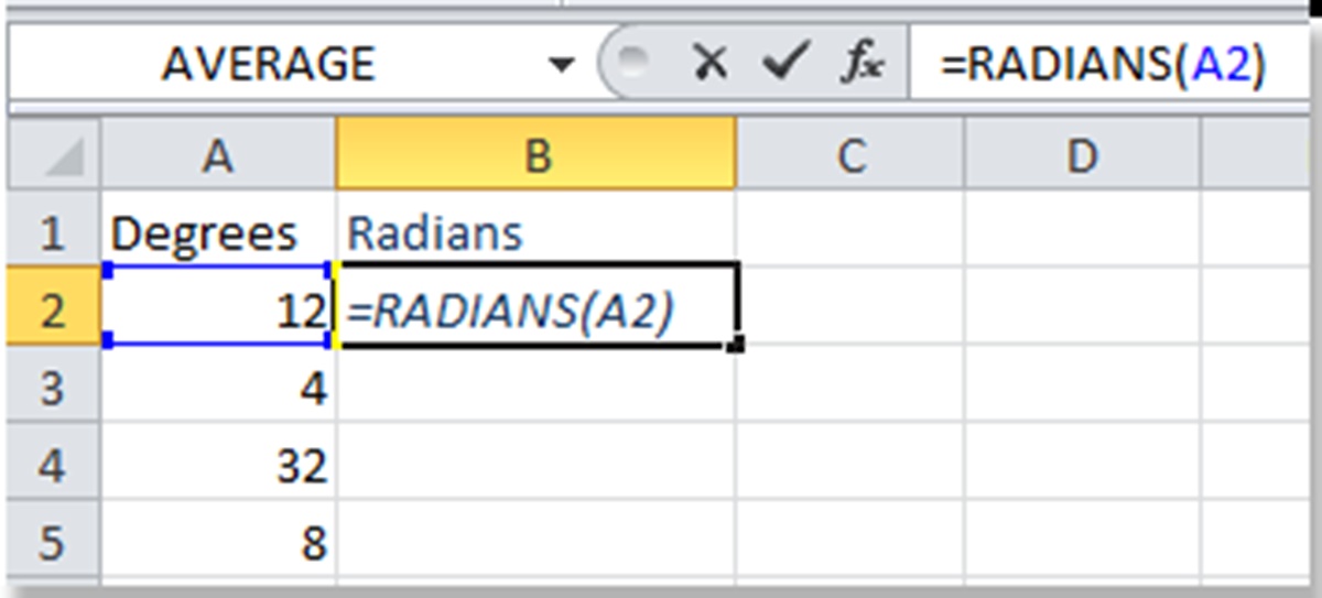 How To Convert Angles From Degrees To Radians In Excel