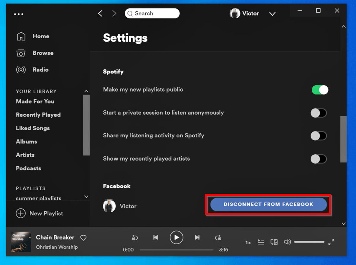 How To Disconnect Spotify From Facebook