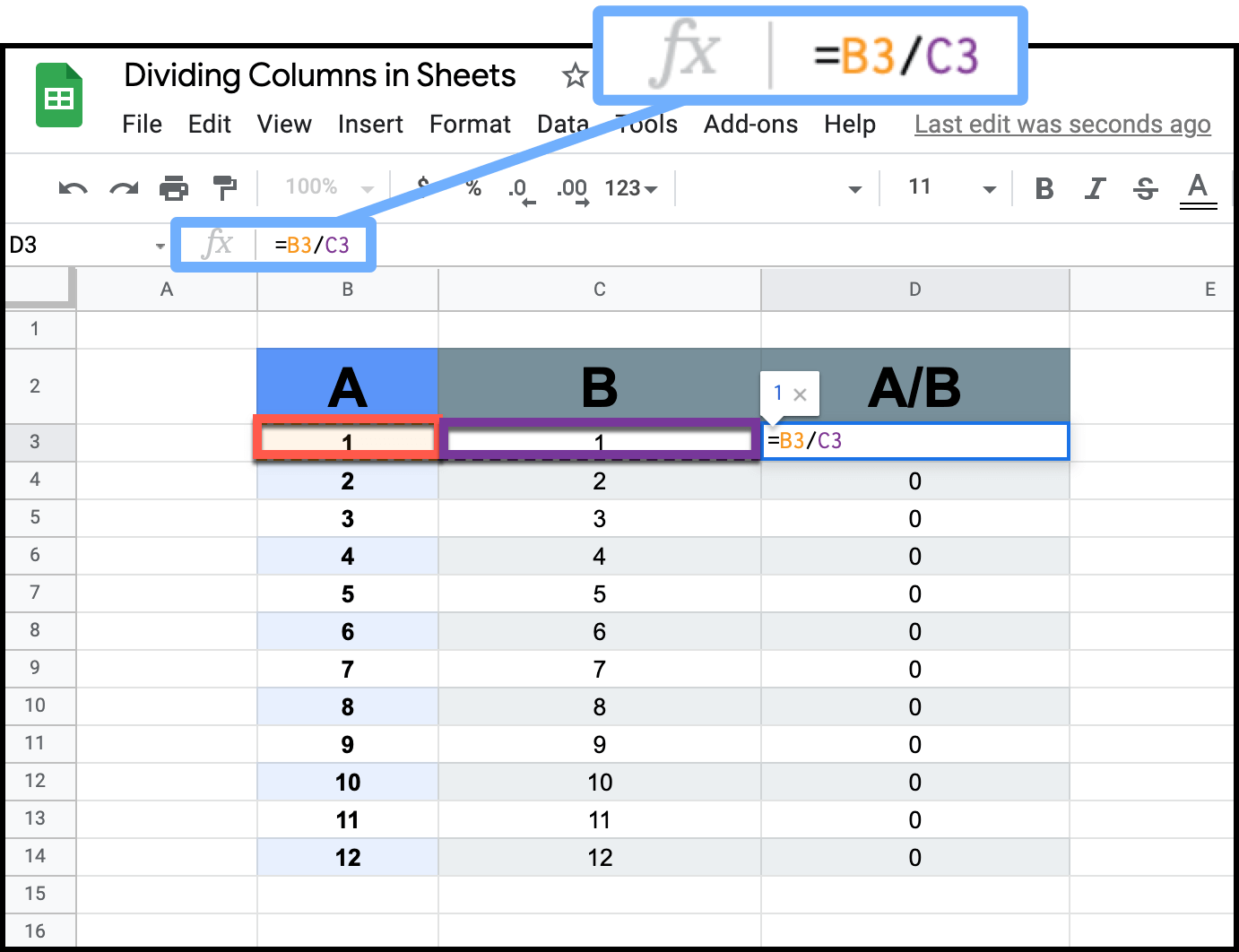 How To Divide In Google Sheets