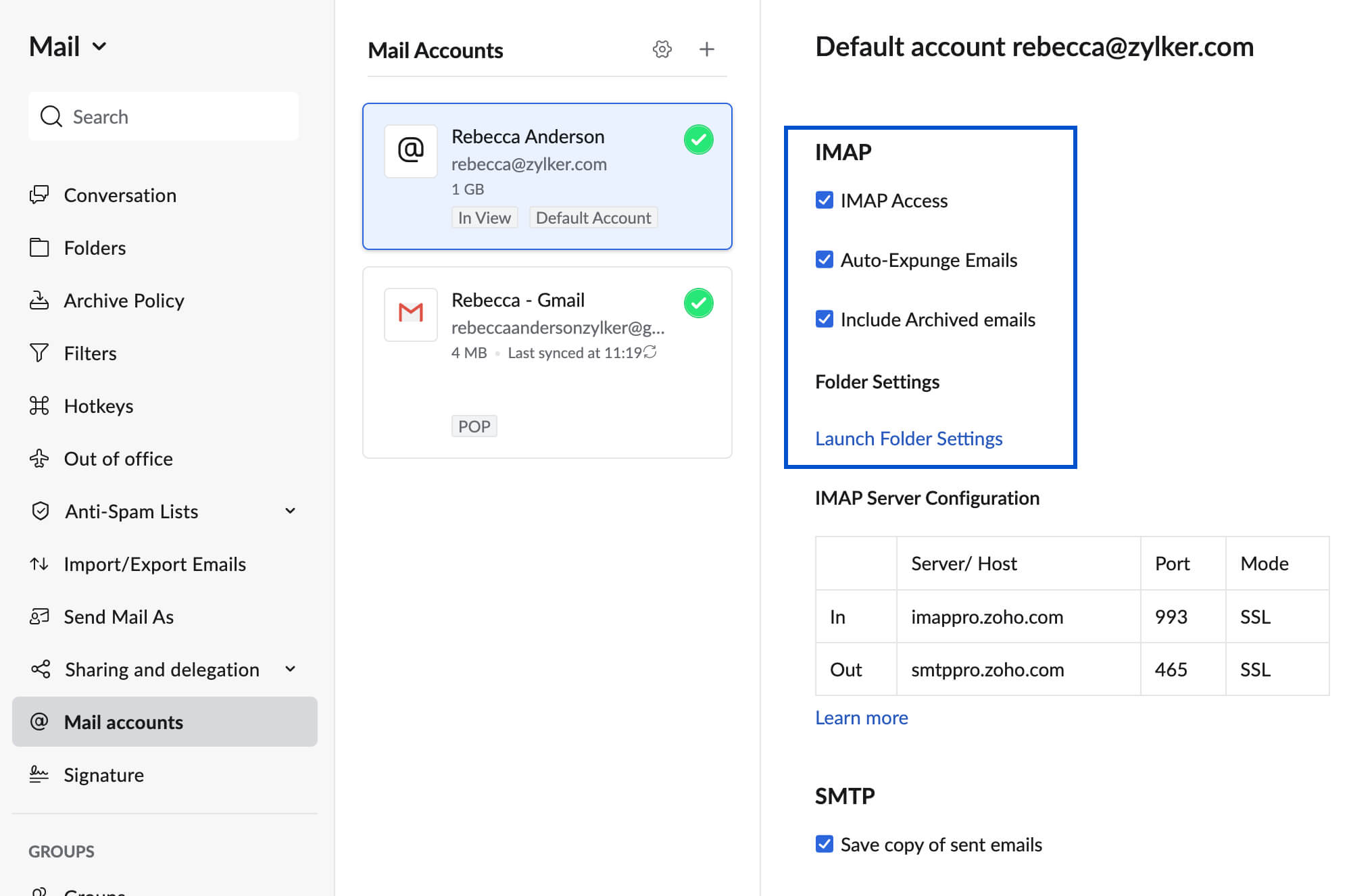 How To Enable IMAP In Zoho Mail