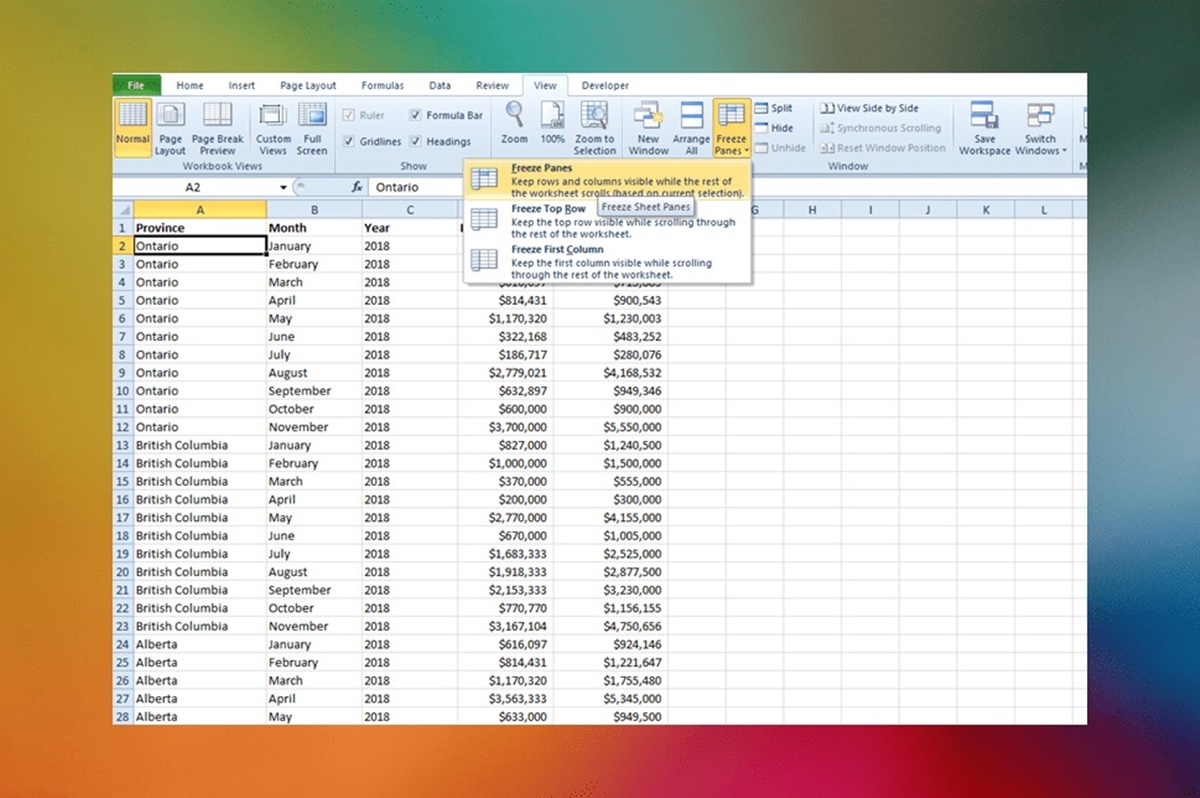 How To Freeze Column And Row Headings In Excel