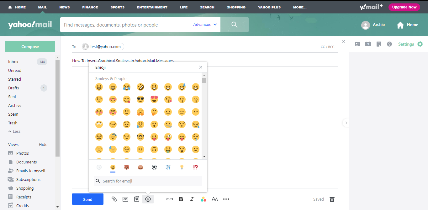 How To Insert Graphical Smileys In Yahoo Mail Messages