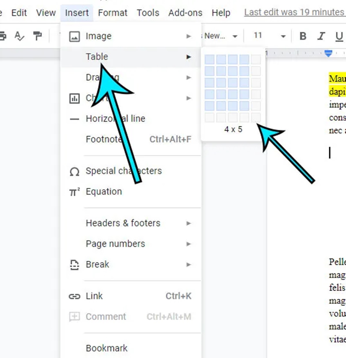 How To Make A Table In Google Docs