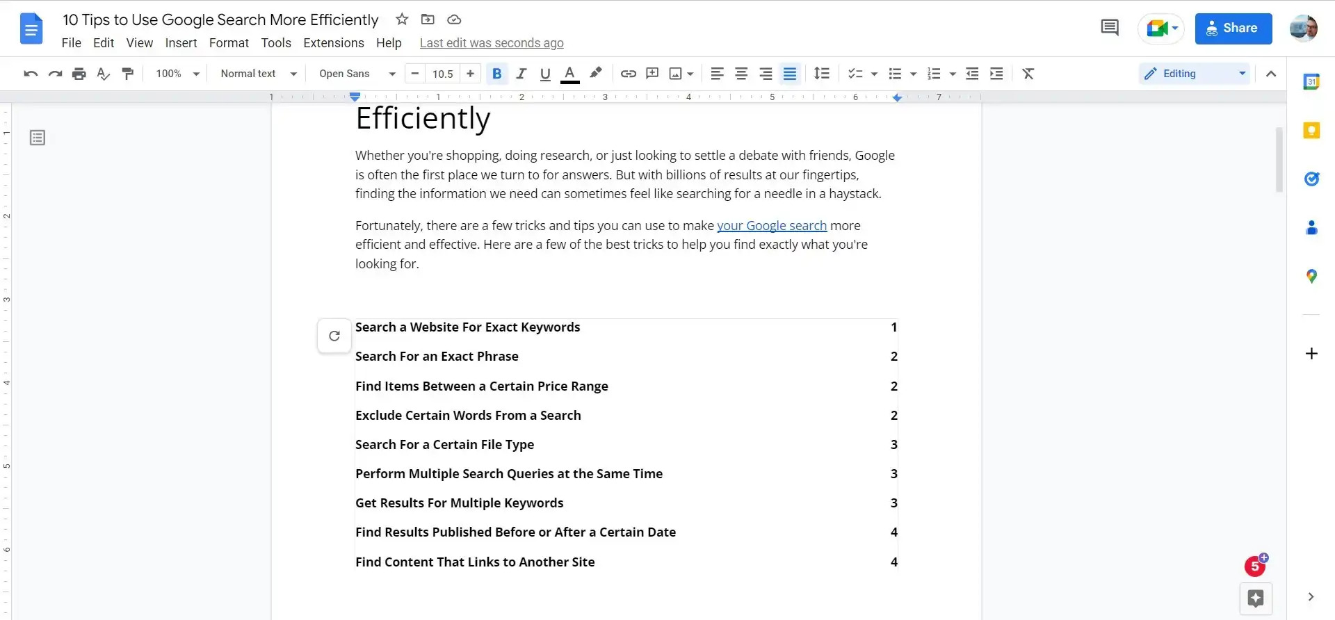 How To Make A Table Of Contents In Google Docs