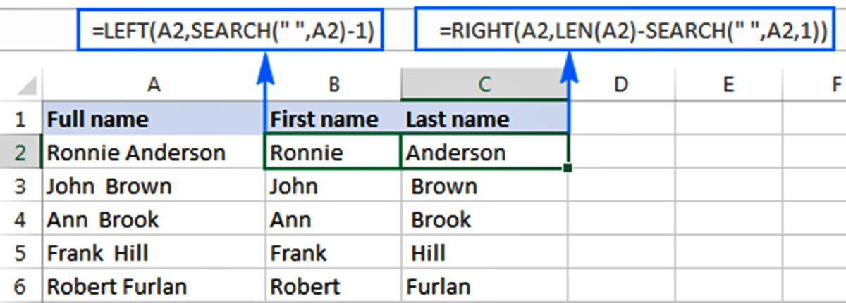 How To Separate First And Last Names In Excel