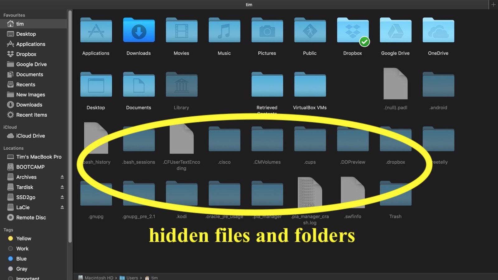 how to hide hidden folders on mac