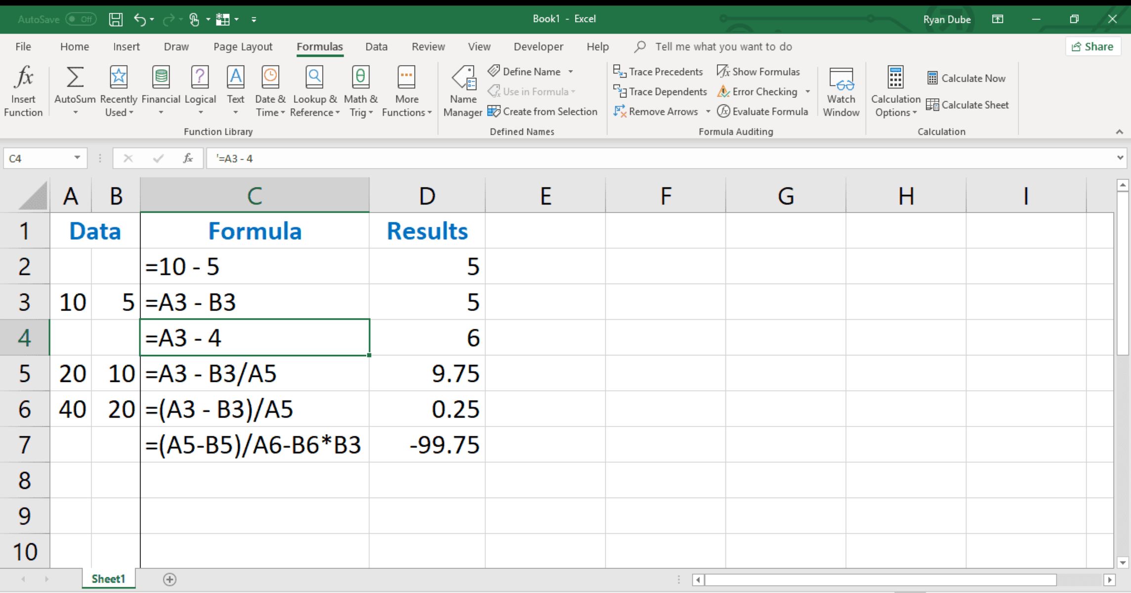 How To Subtract Two Or More Numbers In Excel