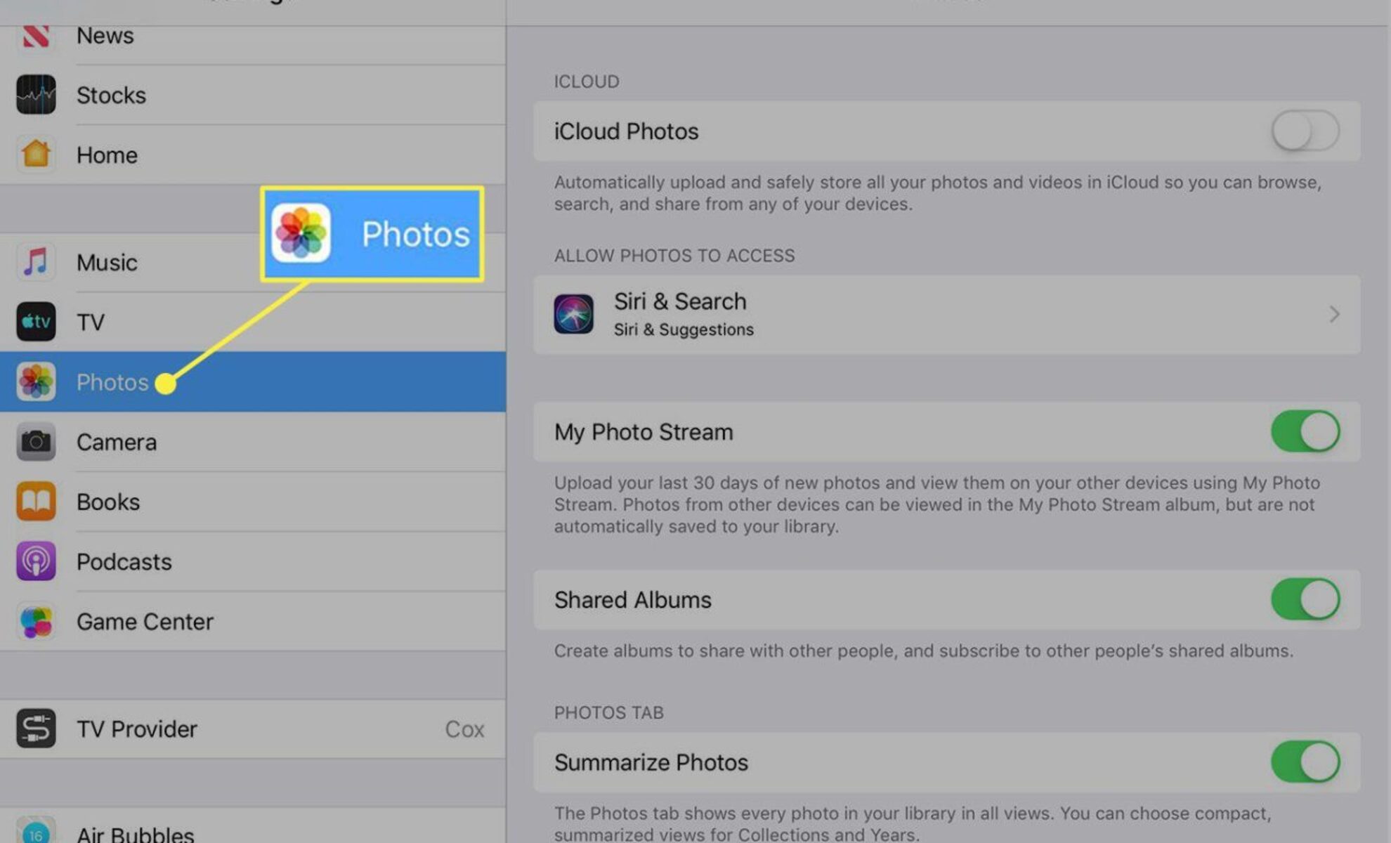How To Turn On My Photo Stream And iCloud Photo Sharing