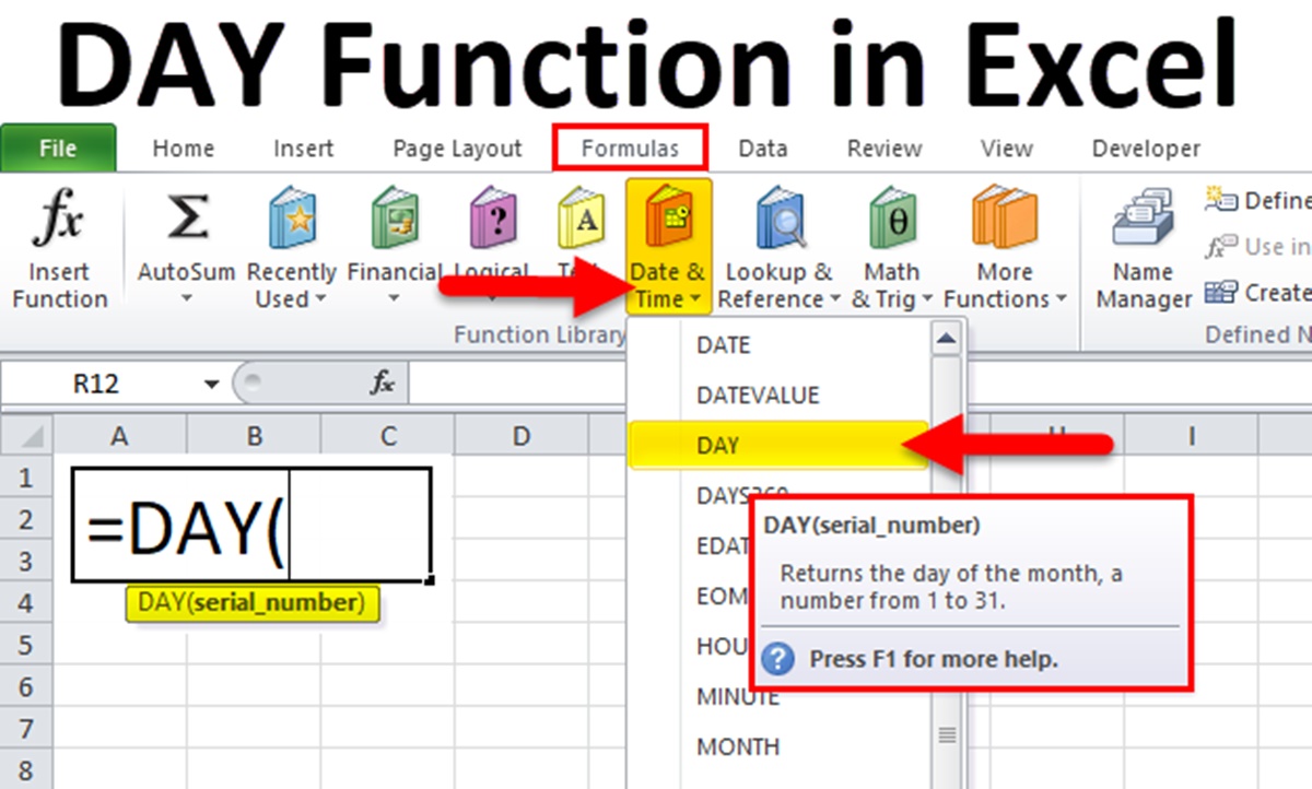 How To Use The DAY Function In Excel