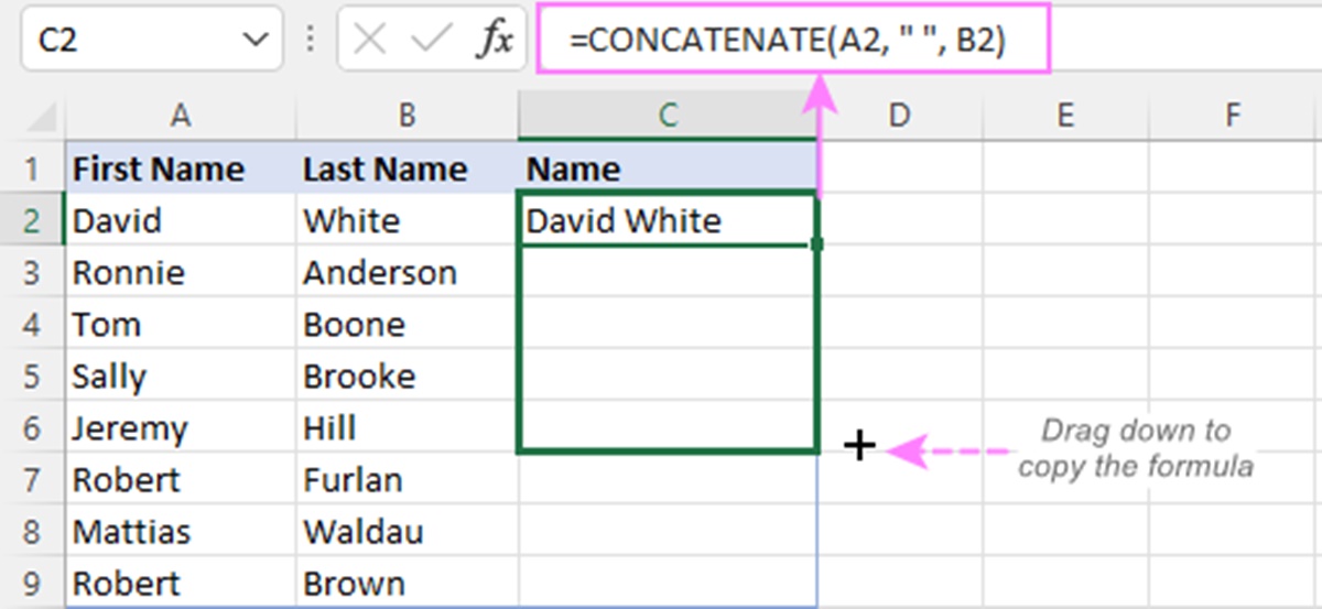 How To Use The Excel CONCATENATE Function To Combine Cells