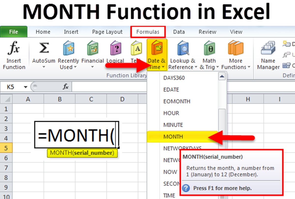 How To Use The MONTH Formula In Excel