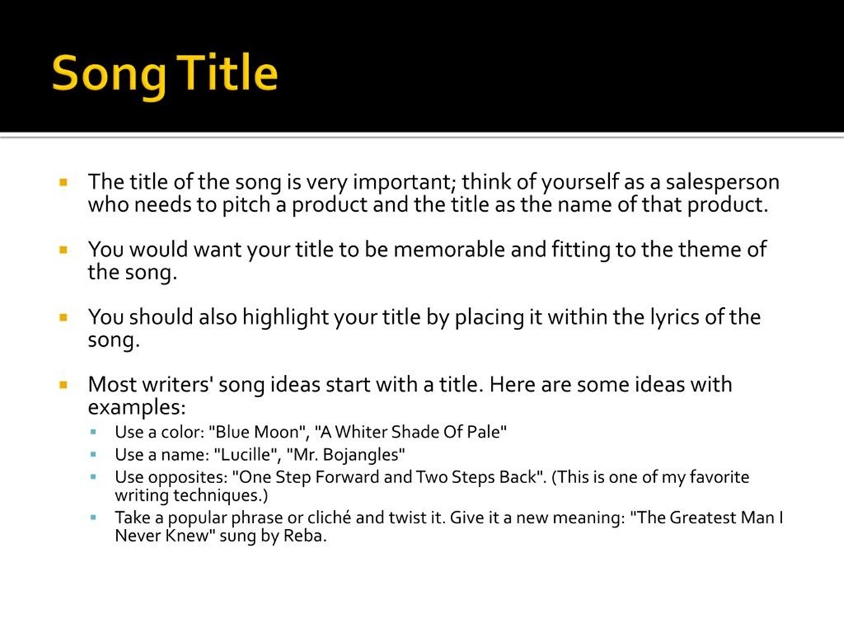 Proper Formatting Of Song Titles In Written Documents