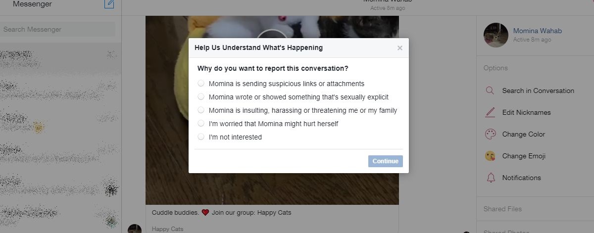 Reporting Facebook Message As Spam