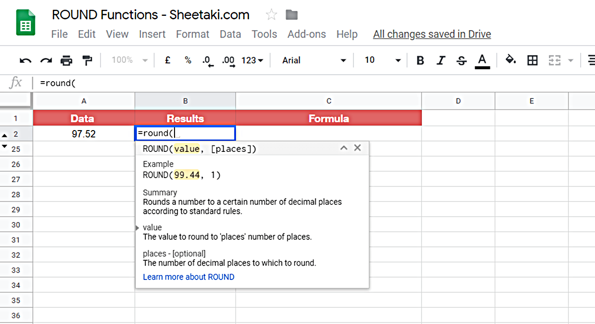 Rounding Numbers In Google Spreadsheets