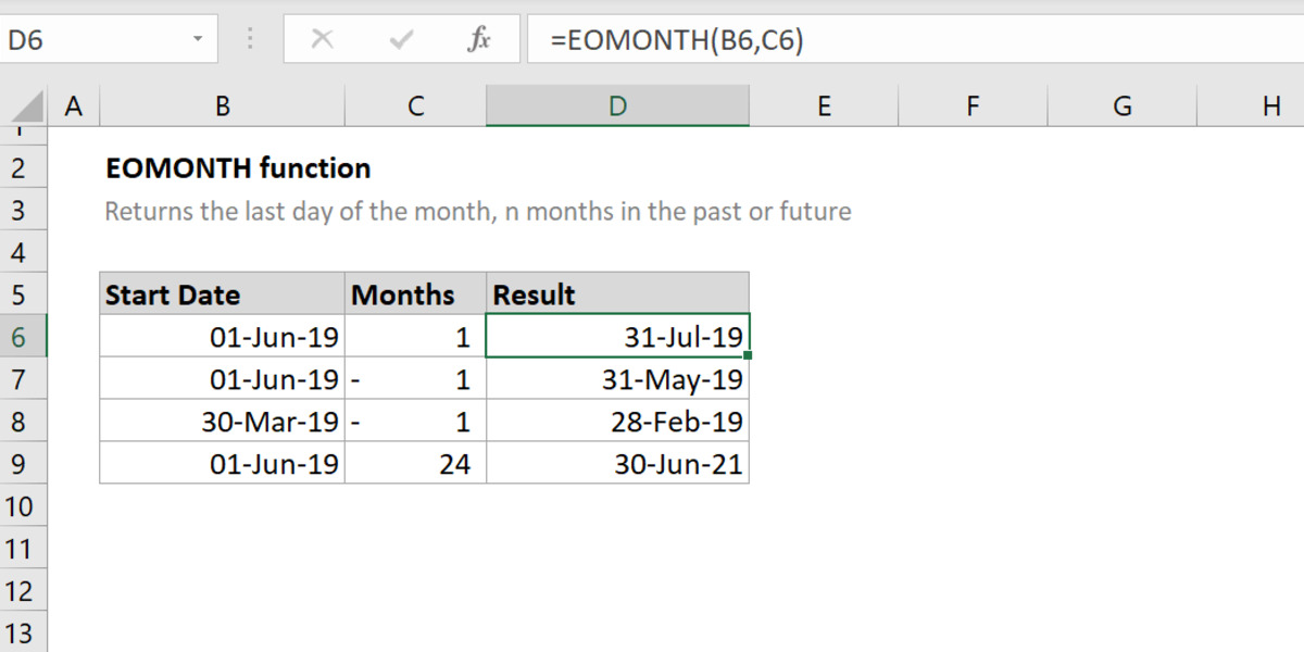 Use Excel’s EOMONTH Function To Add Or Subtract Months
