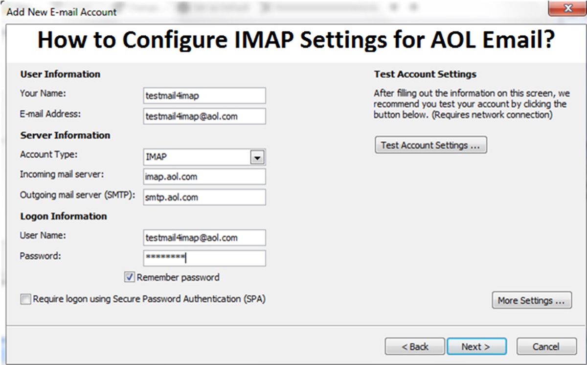 What Are The AOL Mail IMAP Settings?