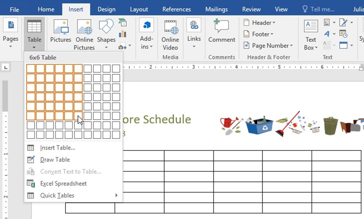 Working With Tables In Microsoft Word For Beginners