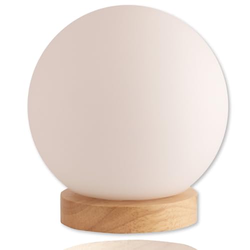 Stylish Globe Lamp with Wooden Base and Glass Shade