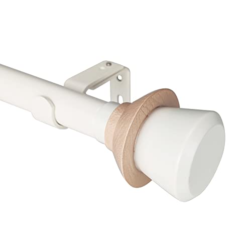 White Single Curtain Rod Set with Decorative Finials
