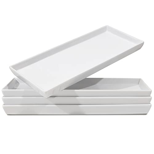 White Ceramic Serving Platters (Set of 4)