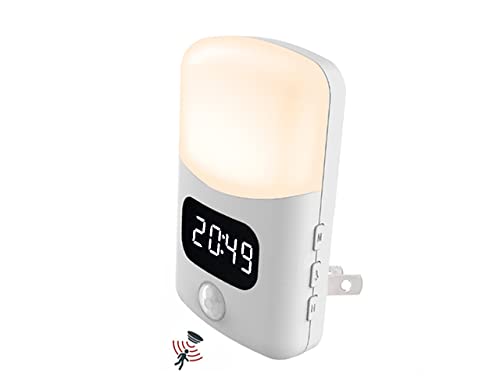 LUXON LED Motion Sensor Night Light with Digital Alarm Clock