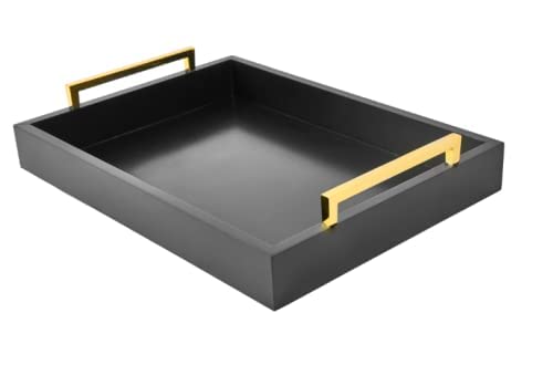 Black Decorative Serving Tray with Handles