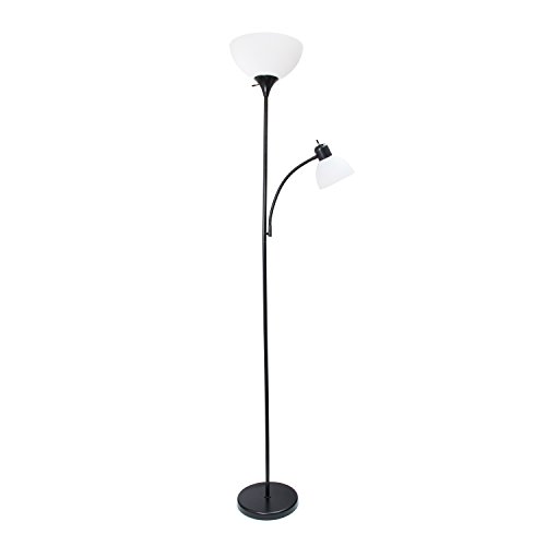 Simple Designs LF2000-BLK Floor Lamp with Reading Light