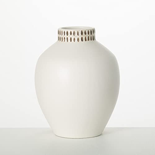 Modern Round Vase - White Flower Vase for Home Decor