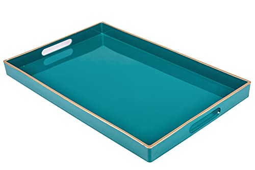 Teal Serving Tray with Handles
