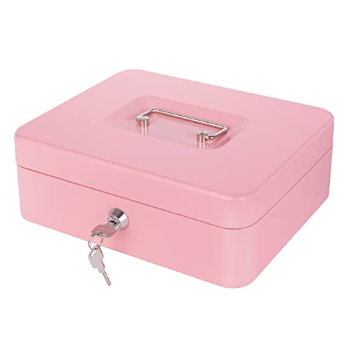 Pink Cash Box with Money Tray and Lock