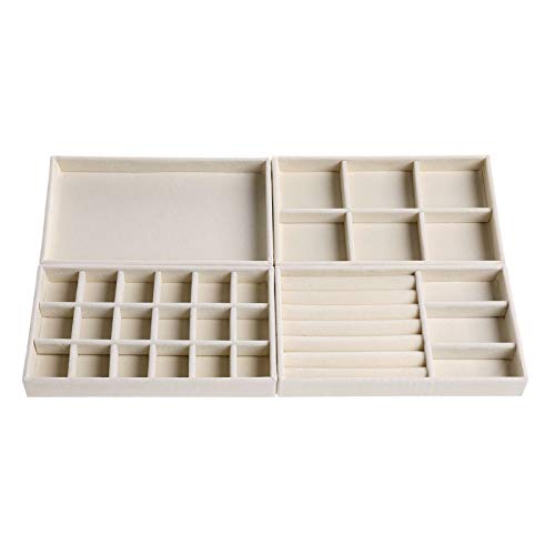 Beige Multi-Purpose Jewelry Organizer Tray Set