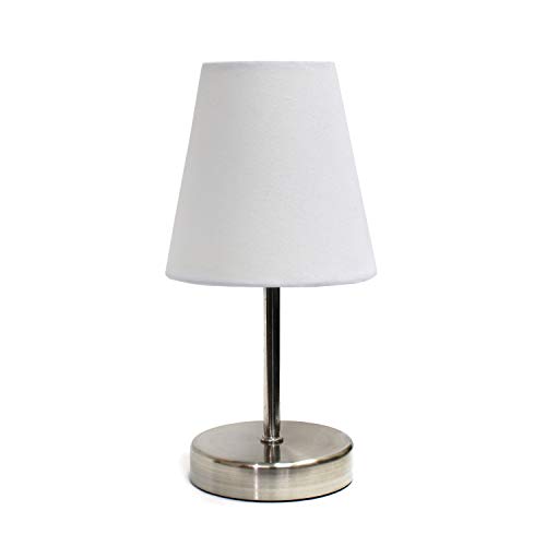 Simple Designs Mini Sand Nickel Table Lamp with Fabric Shade