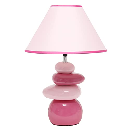 Pink Ceramic Stacked Stone Table Lamp