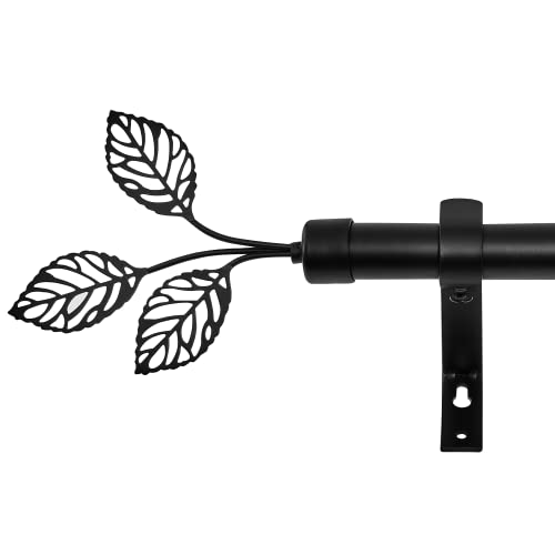 Black Curtain Rod with Leaf Ends - RYB HOME