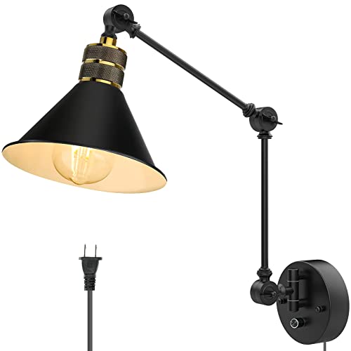 Swing Arm Wall Lamp with Dimmable On Off Switch