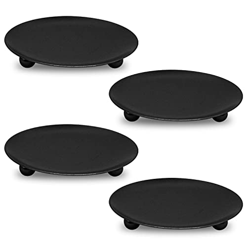 Set of 4 Black Iron Candle Holders