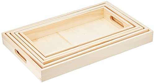 Paintable Wooden Trays with Handles