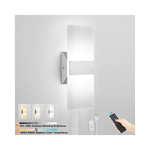 ENCOMLI Plug in Wall Sconces with Adjustable Colors and Brightness
