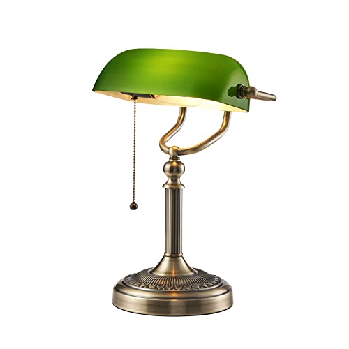Green Glass Bankers Desk Lamp