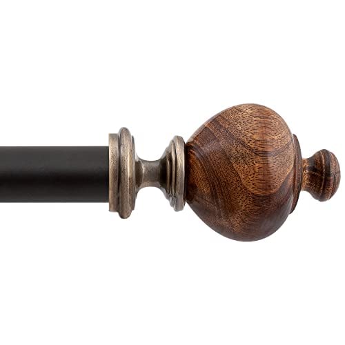 Adjustable Drapery Rods with Decorative Wood Finials: 1 Inch Diameter for Bedroom Kitchen Windows
