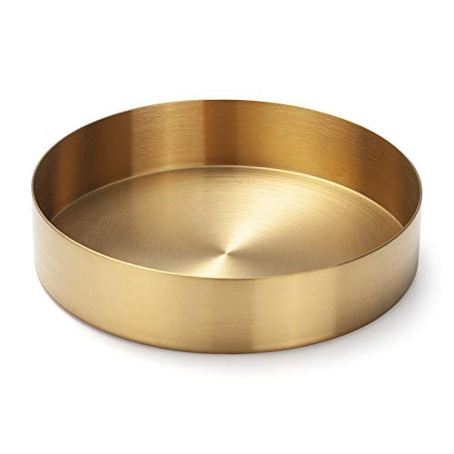 Round Gold Tray Stainless Steel Jewelry, Make up, Candle Plate Decorative Tray