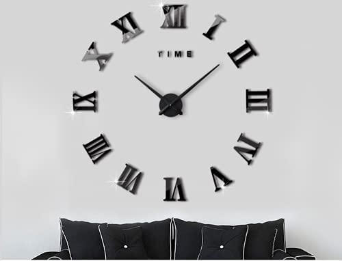 SALTN Large 3D DIY Frameless Wall Clock