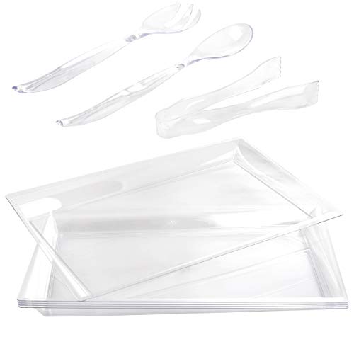 WELLIFE Plastic Serving Trays with Disposable Utensils