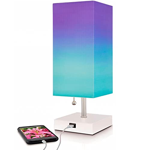 Purple Haze Small Table Lamp with USB Charging Port