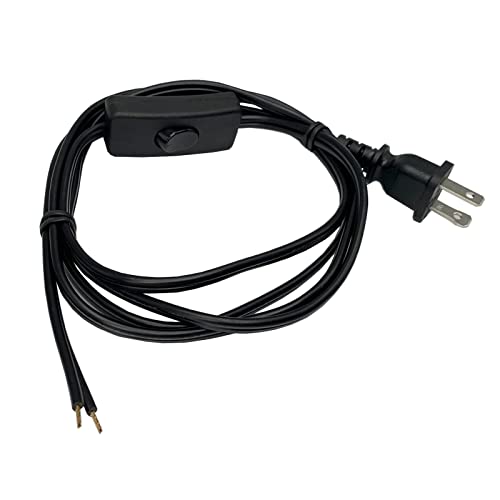 6ft Black Lamp Cord with Plug and Switch