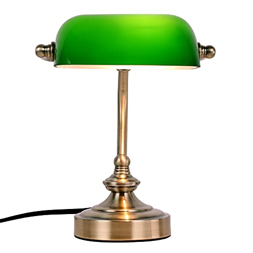 FIRVRE Mini Green Glass Bankers Lamp