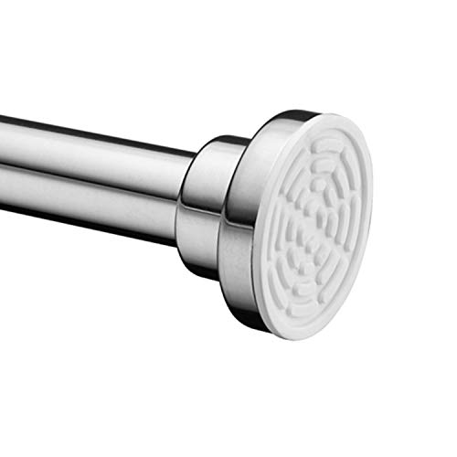 Adjustable Tension Shower Curtain Rod with Hooks - Brushed Nickel